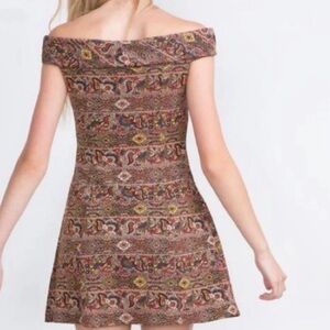 Zara Aztec print dress off shoulder
